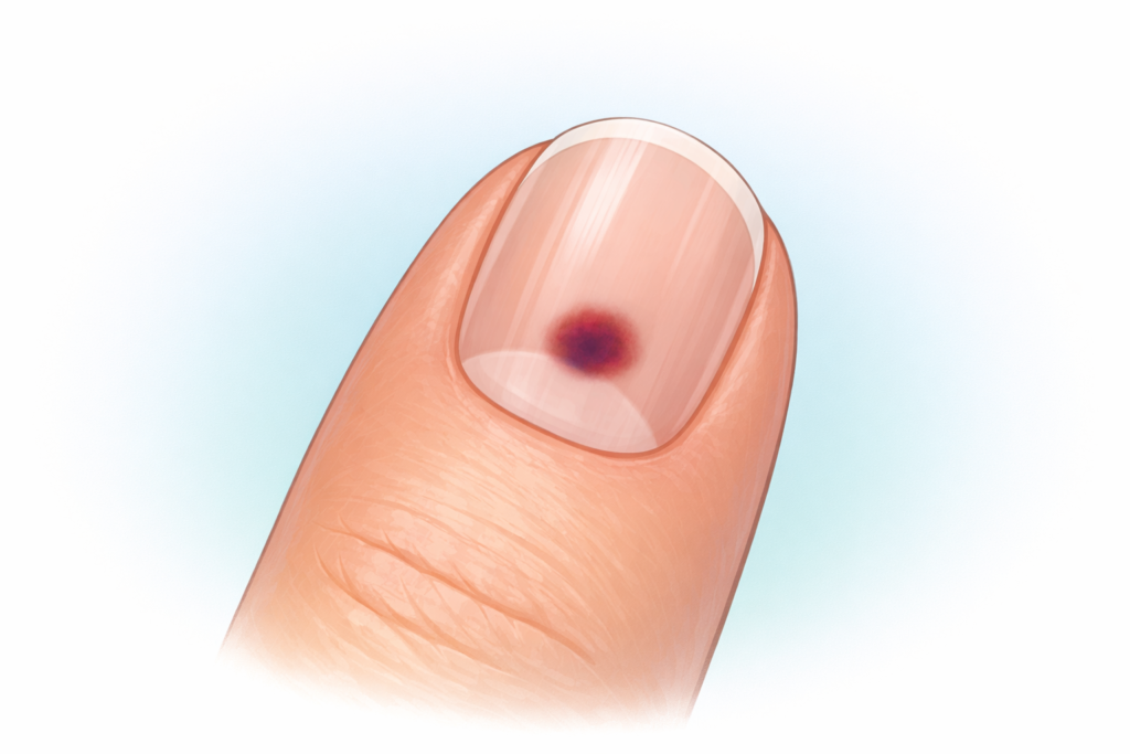 mild blood under nail showing subungual hematoma