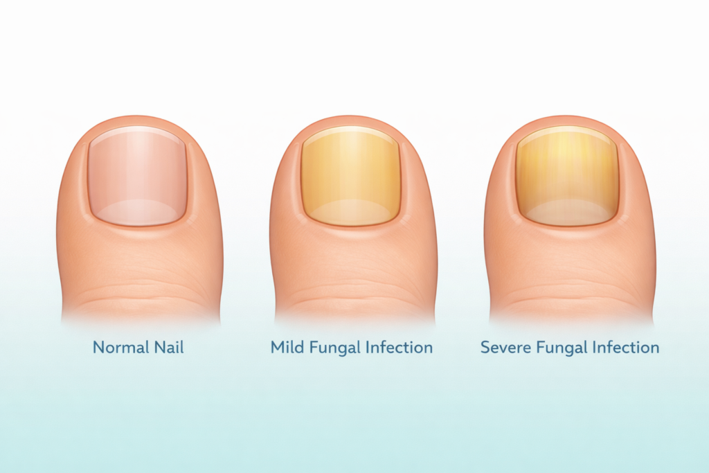 nail fungus causing thick and discolored nails comparison