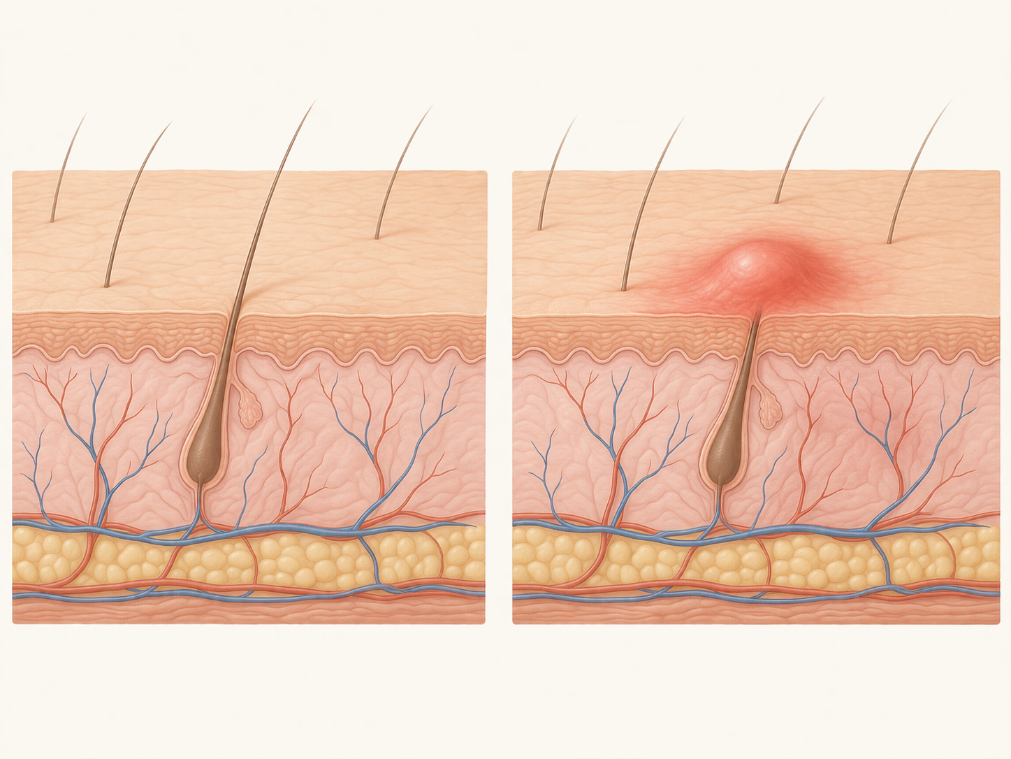 Boils on skin early stage showing a small red swollen bump